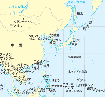 台湾の周辺諸国地図